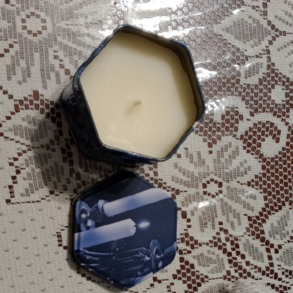 Blue Hexagonal Decorative Tin Candle - Scented Home Accent